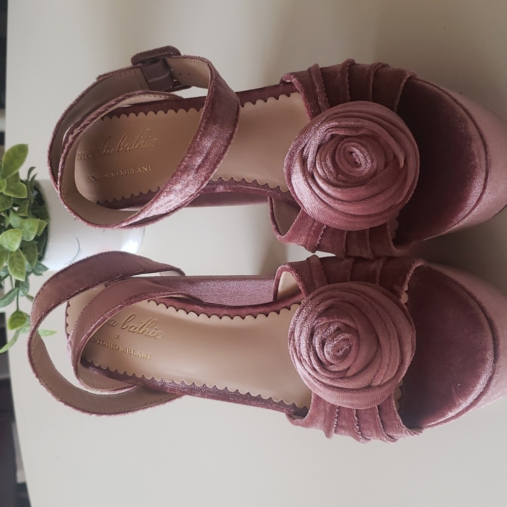 Antonio Melani x Nicola Bathie Emilia Velvet Platform Dress Sandals